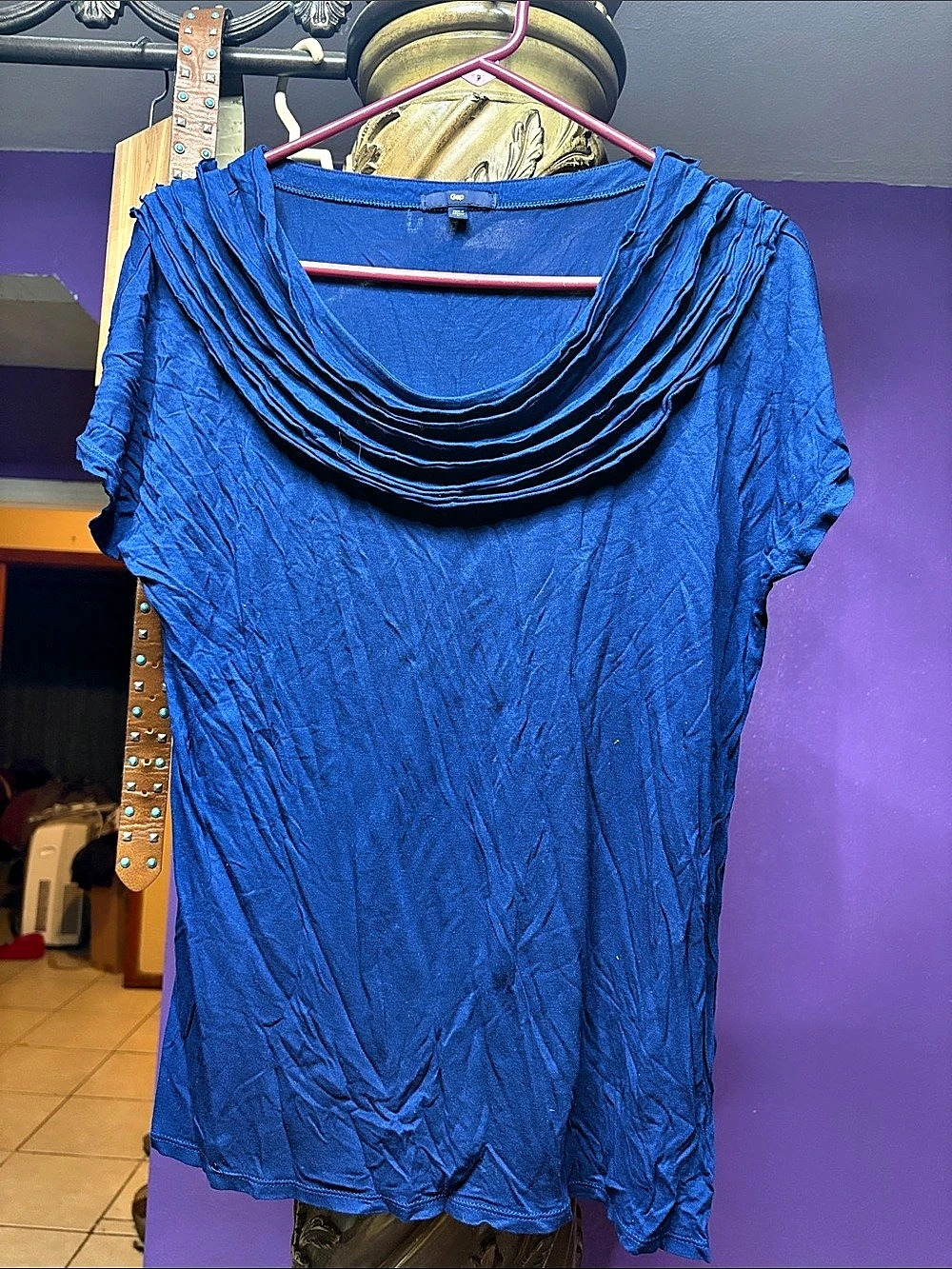 Gap Draped Neck Tunic in Blue Size Large